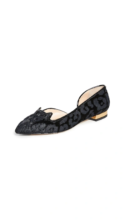 Shop Charlotte Olympia Kitty D'orsay Flats In Black