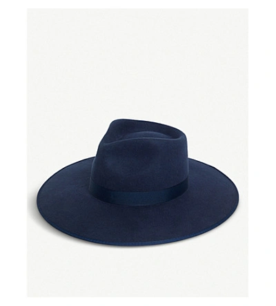 Shop Lack Of Color Rancher Wool Fedora Hat In Navy