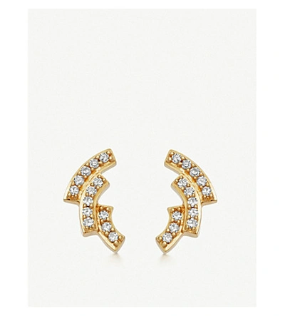 Shop Astley Clarke Icon Scala 14ct Gold And Pavé-set Diamond Stud Earrings