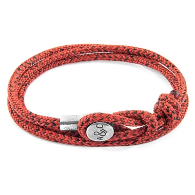 Shop Anchor & Crew Red Noir Dundee Silver & Rope Bracelet