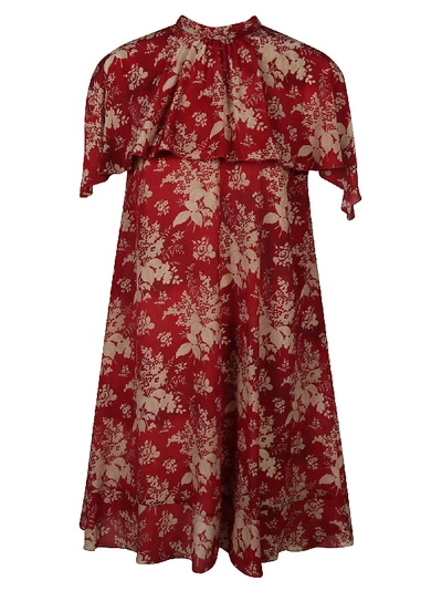 Shop Red Valentino Floral Dress In Red