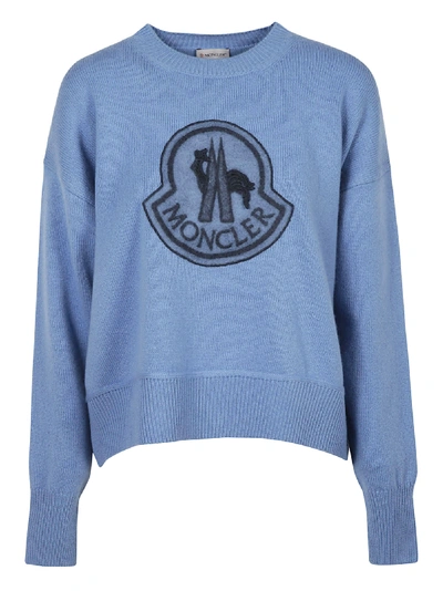 Shop Moncler Logo Sweater In Blue