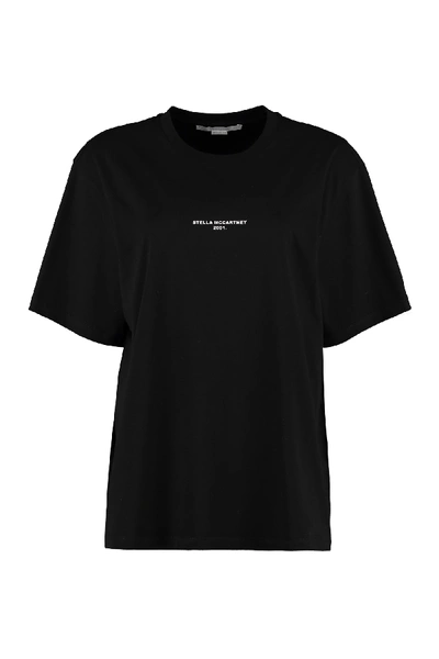 Shop Stella Mccartney Cotton T-shirt With Logo In Black