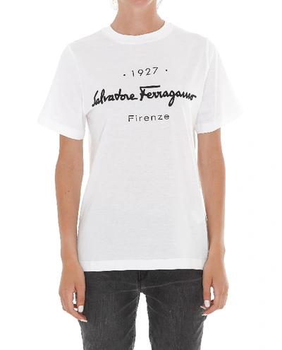 Shop Ferragamo Logo T-shirt In White