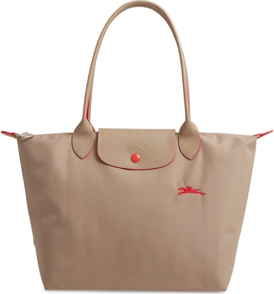 Shop Longchamp Le Pliage Club Small Shoulder Tote In Mink