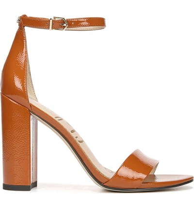 Shop Sam Edelman Yaro Ankle Strap Sandal In Tawny Faux Patent Leather