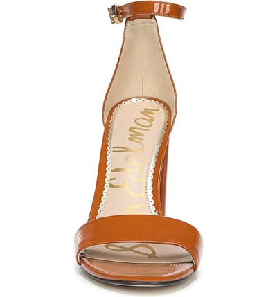 Shop Sam Edelman Yaro Ankle Strap Sandal In Tawny Faux Patent Leather