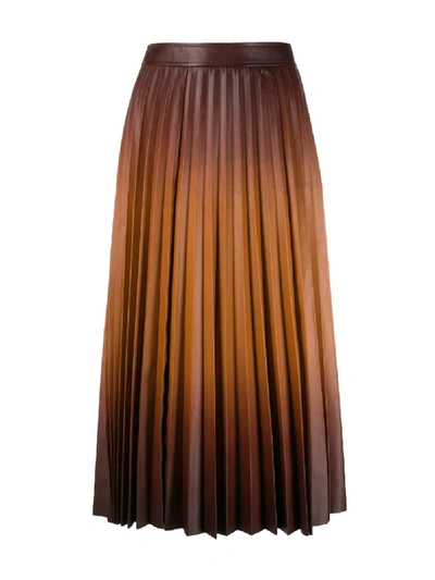 Shop Givenchy Gradient Pleated Midi Skirt In Brown