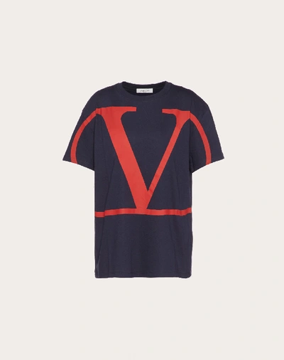 Shop Valentino Vlogo T-shirt In Dark Blue