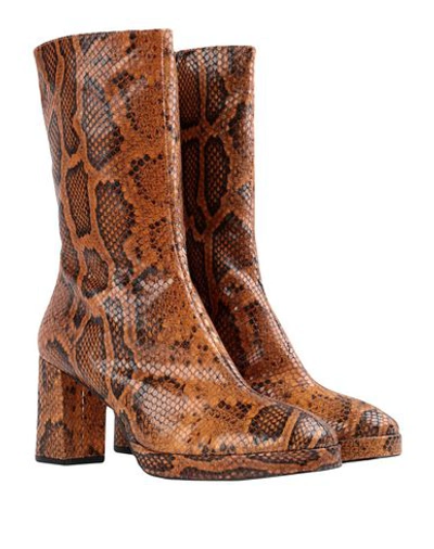 Miista 80mm Carlota Snake Print Leather Boots In Brown | ModeSens