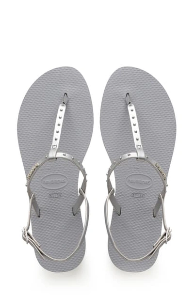 Shop Havaianas You Riviera Embellished Sandal In Ice Grey