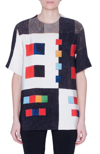 Shop Akris Colorama Print Silk Crepe Tunic In Multicolor