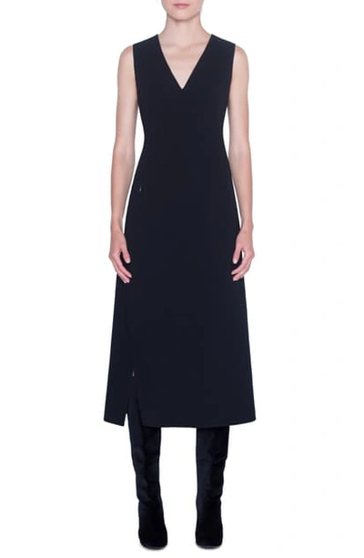 Shop Akris Double Face Wool Midi Dress In Black