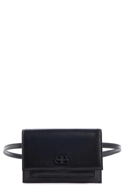 Shop Balenciaga Extra Small Sharp Leather Belt Bag In Black