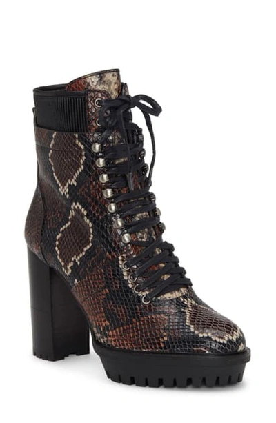 Shop Vince Camuto Ermania Bootie In Brown Multi/ Black Leather