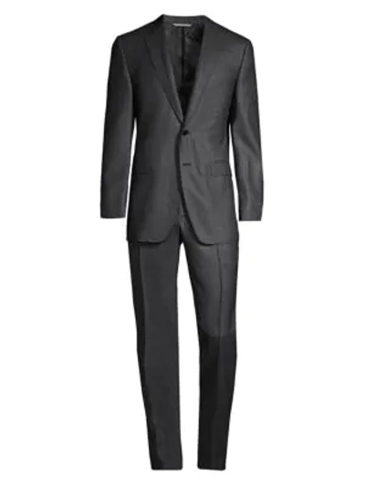 Shop Canali Plaid 2-piece Wool Suit In Grey