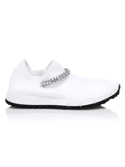Shop Jimmy Choo Verona Crystal Sneakers In White Crystal