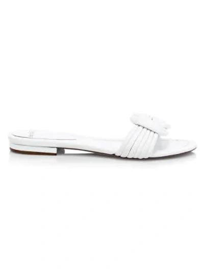 Shop Alexandre Birman Women's Vicky Knotted Flat Leather Sandals In White