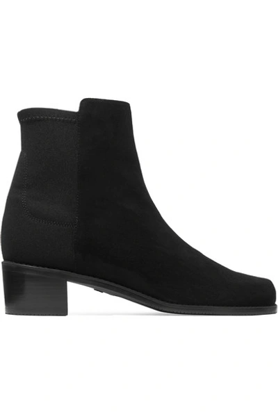 Shop Stuart Weitzman Easyon Reserve Suede And Neoprene Ankle Boots In Black