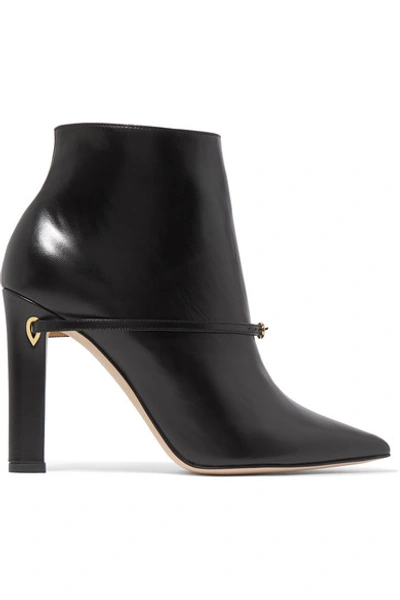 Shop Jennifer Chamandi Nicoló 105 Leather Ankle Boots In Black