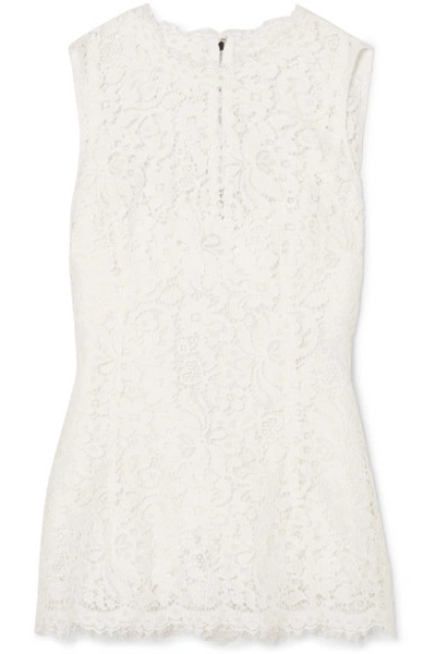 Shop Dolce & Gabbana Corded Lace Top In White