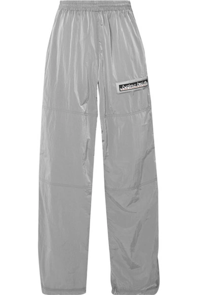 Shop Aries Windcheater Appliquéd Metallic Shell Track Pants In Silver