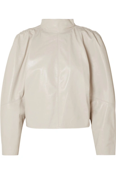 Shop Isabel Marant Caby Gathered Leather Top In White