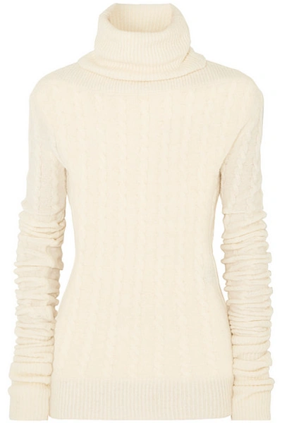 Shop Jacquemus Sofia Cable-knit Alpaca-blend Turtleneck Sweater In White