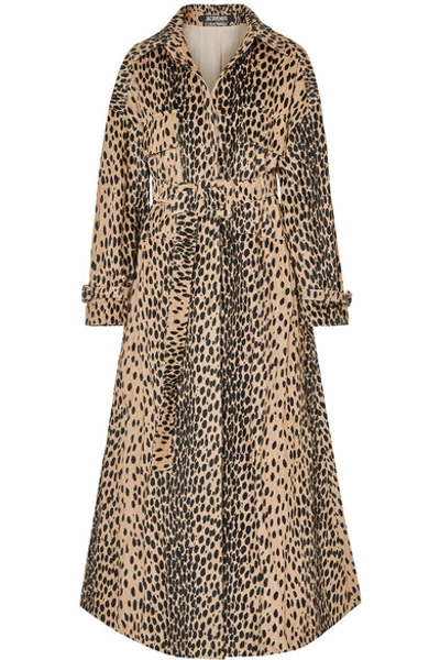 Shop Jacquemus Thika Belted Leopard-print Cotton-blend Trench Coat In Leopard Print
