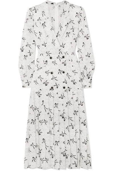 Shop Alessandra Rich Button-embellished Silk-jacquard Midi Dress In White