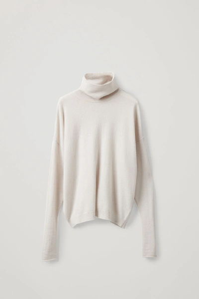 Shop Cos Roll-neck Cashmere Jumper In Beige