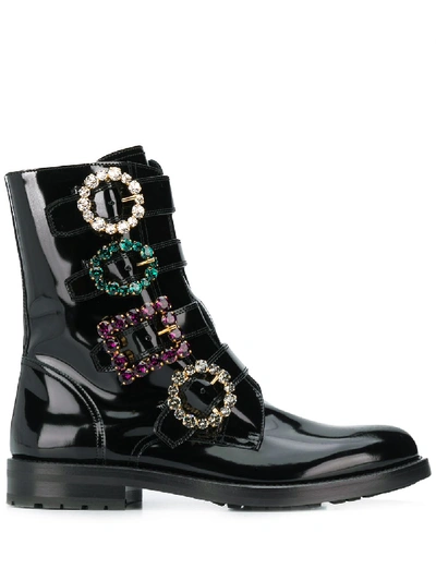 Shop Dolce & Gabbana Combat Boot In Nero