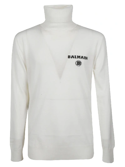 Shop Balmain Turtleneck Sweater In White
