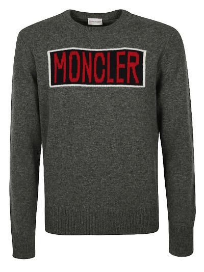 Shop Moncler Logo Sweater In Grey