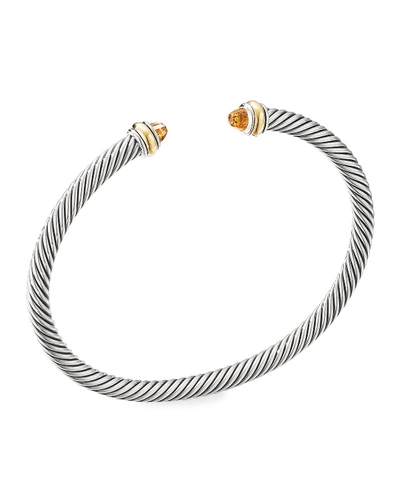 Shop David Yurman 4mm Cable Bracelet With Semiprecious Stone & 18k Gold In Orange