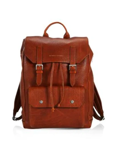 Shop Brunello Cucinelli Leather Backpack In Cognac