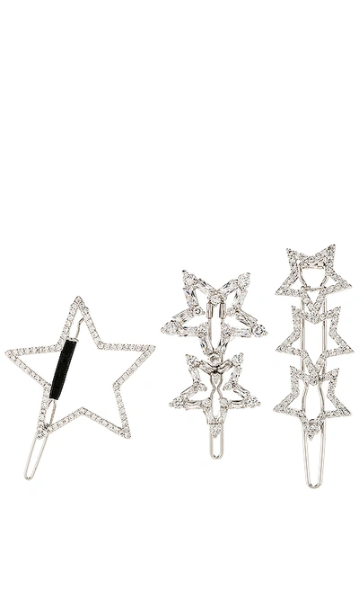 Shop Amber Sceats Star Hair Clip Set In Metallic Silver.