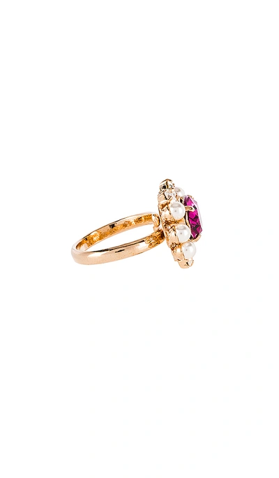 Shop Anton Heunis Crystal Cluster Ring In Metallic Gold. In Fuchsia & Gold