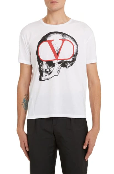 Shop Valentino Go Skull Graphic T-shirt In White