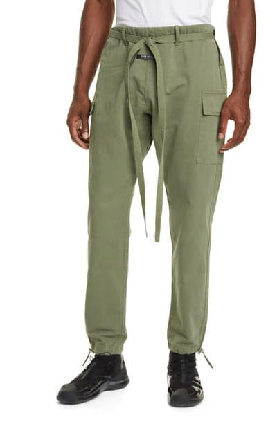 Shop Fear Of God Drawstring Belt Pants In Army Green