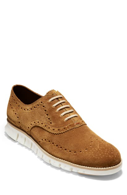 Cole Haan Men's Zerøgrand Suede Wingtip Oxfords Men's Shoes In Bourbon ...