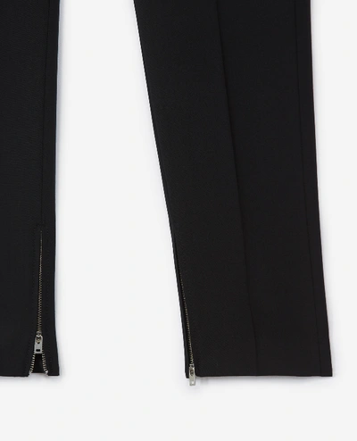 Shop The Kooples Black Wool Trousers With  Zipped Hem