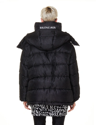Shop Balenciaga Mixed Typo New Swing Puffer Jacket In Black