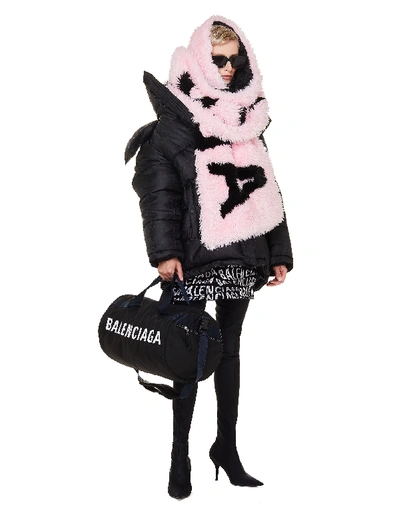 Shop Balenciaga Mixed Typo New Swing Puffer Jacket In Black