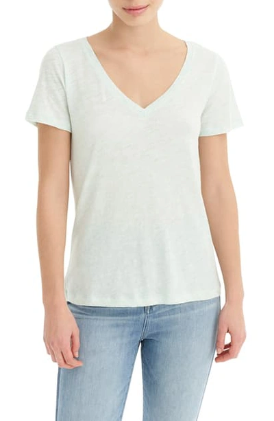 Shop Jcrew Vintage Cotton V-neck Tee In Summer Mint Heather