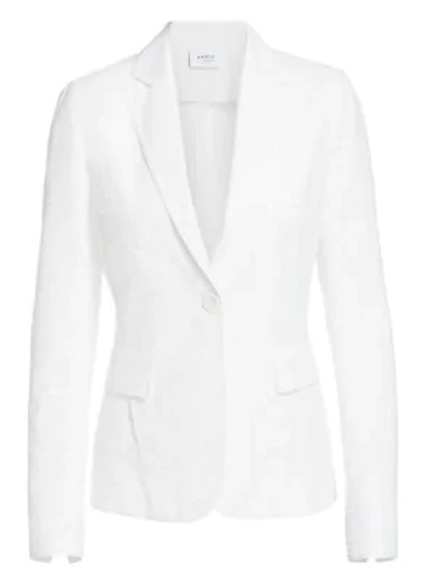 Shop Akris Punto Seersucker Blazer In White