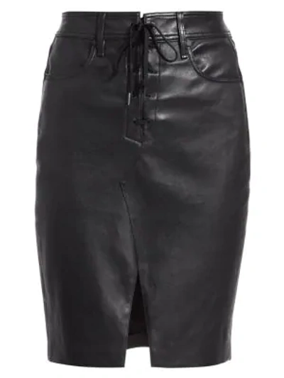 Shop Rag & Bone Lace-up Leather Pencil Skirt In Black