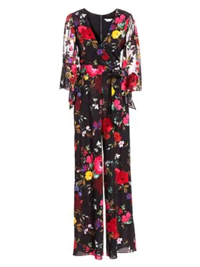 Shop Alice And Olivia Rowley Floral Jumpsuit In Painterly Floral Black