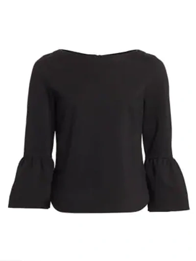 Shop Akris Punto Bell-sleeve Stretch Jersey Top In Black
