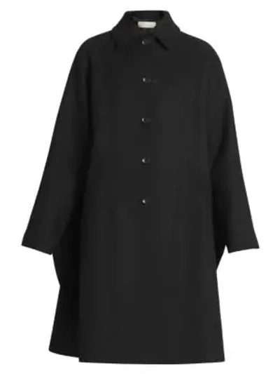 Shop Alaïa Cascade Virgin Wool Swing Coat In Black